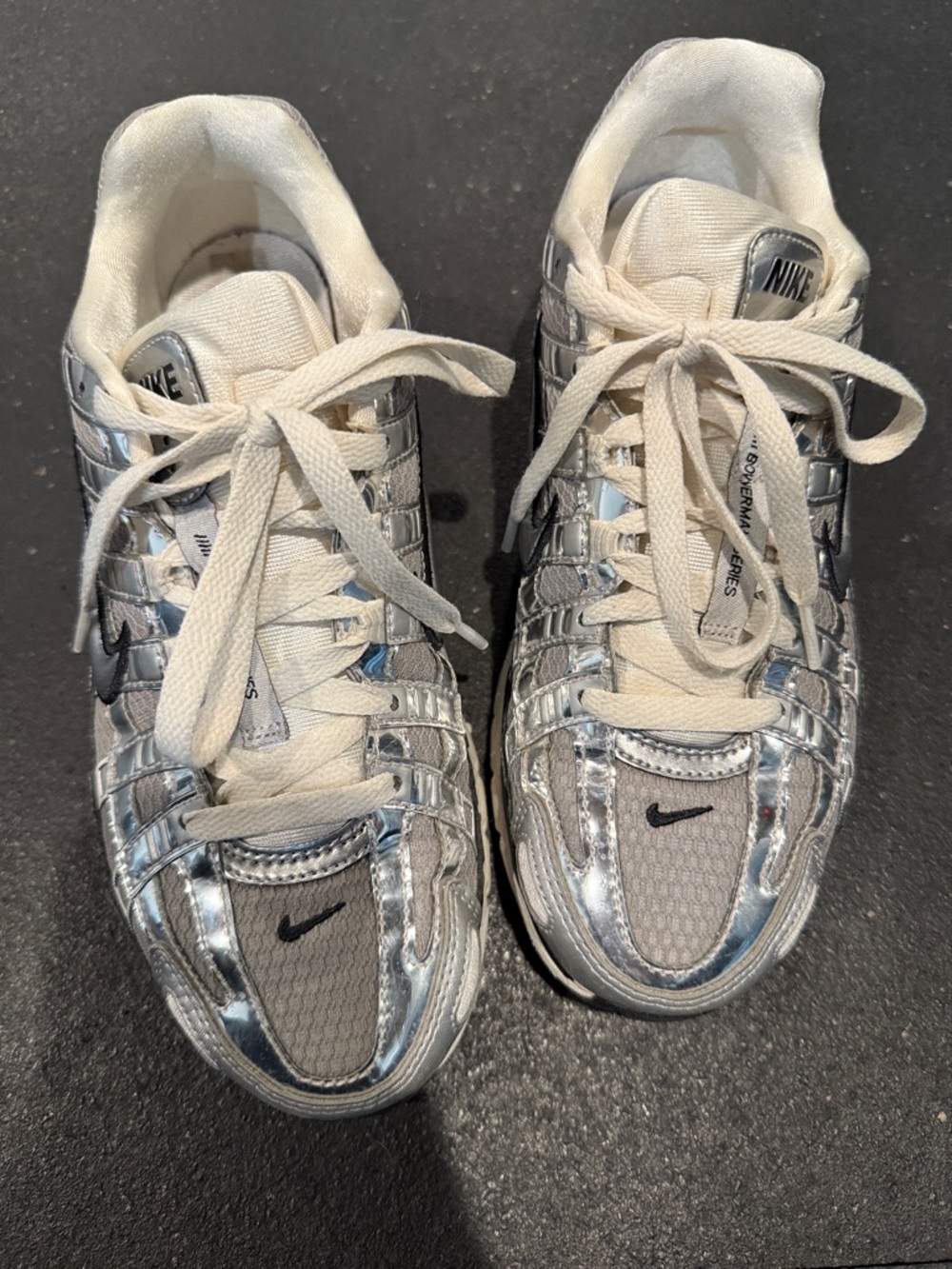 Nike Silver and White P-6000 Reflective Low-Top Sneakers